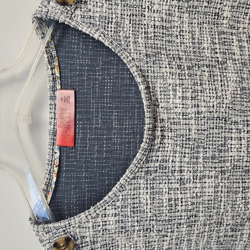 Simply Southern Gray Textured Knit Button Shoulder Top Sz Lg - Picture 3 of 6